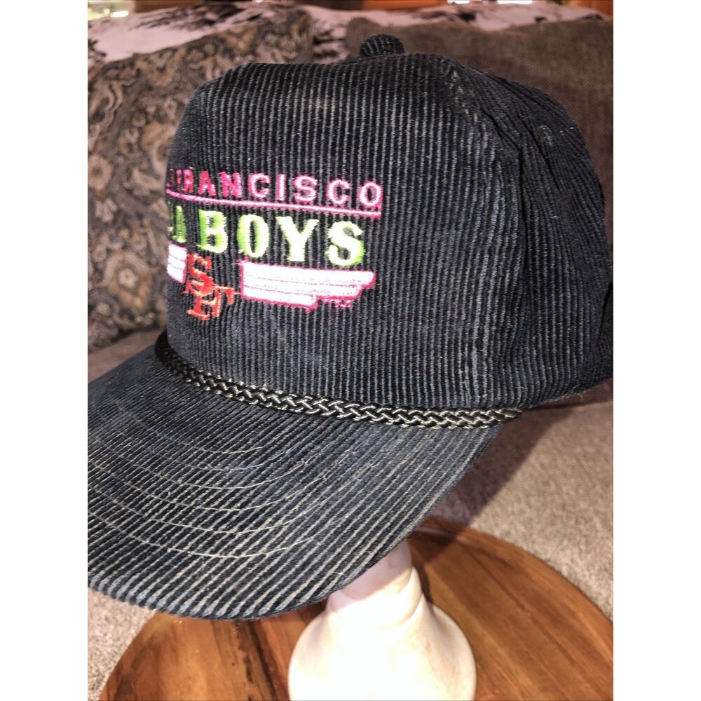 Vintage 1980's Corduroy San Francisco 49ers Hat/Cap Bad Boys Black Rope Giants - Picture 15 of 16